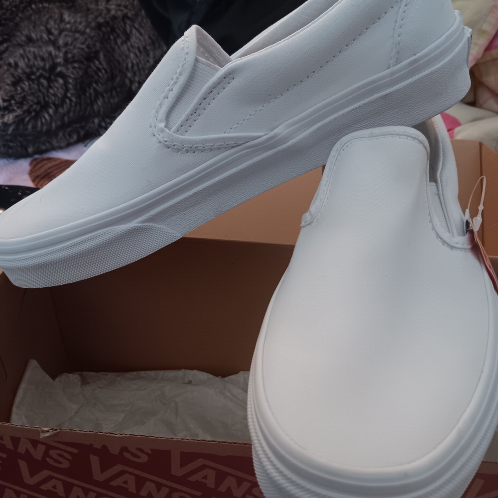 Vans Women's Classic White Slip-On Sneakers